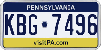 PA license plate KBG7496