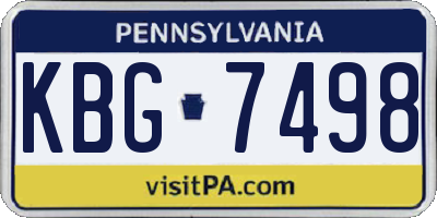 PA license plate KBG7498