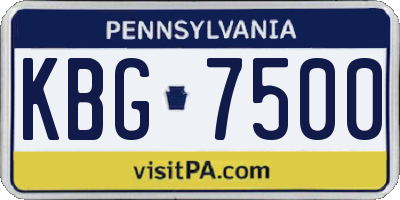 PA license plate KBG7500