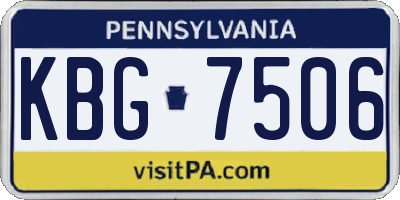 PA license plate KBG7506