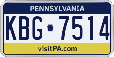 PA license plate KBG7514