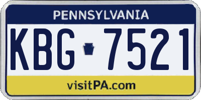 PA license plate KBG7521