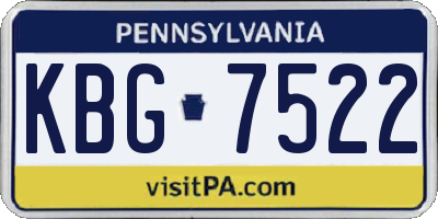 PA license plate KBG7522