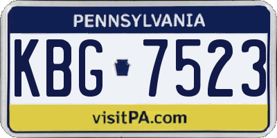 PA license plate KBG7523