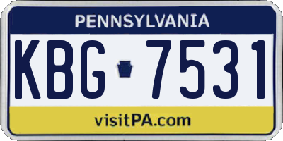 PA license plate KBG7531