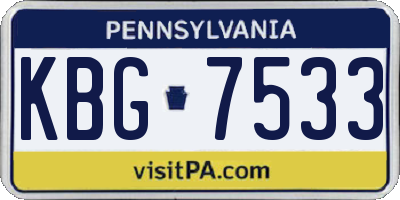 PA license plate KBG7533
