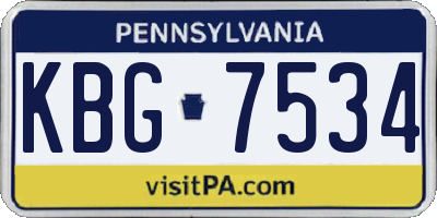 PA license plate KBG7534