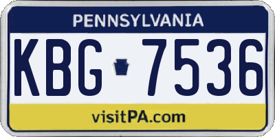 PA license plate KBG7536