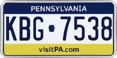 PA license plate KBG7538