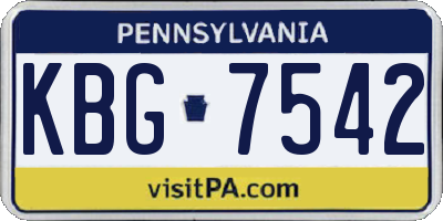PA license plate KBG7542