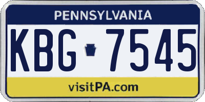 PA license plate KBG7545