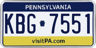 PA license plate KBG7551