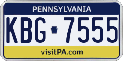 PA license plate KBG7555