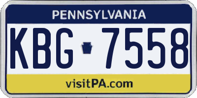 PA license plate KBG7558