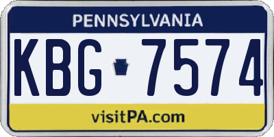 PA license plate KBG7574
