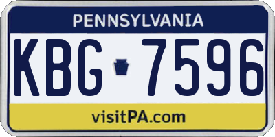 PA license plate KBG7596