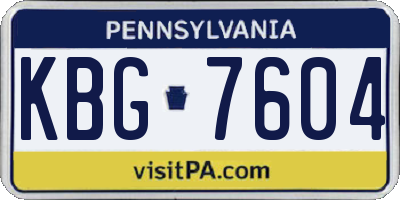 PA license plate KBG7604