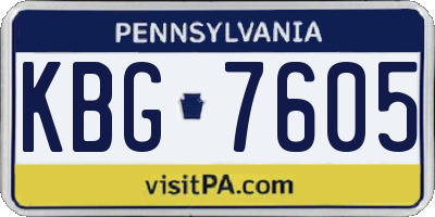 PA license plate KBG7605