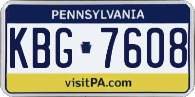 PA license plate KBG7608