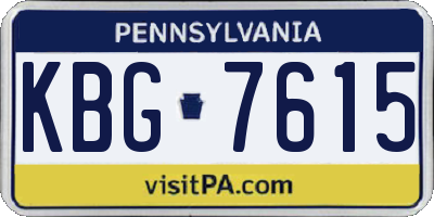 PA license plate KBG7615