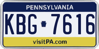 PA license plate KBG7616