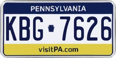 PA license plate KBG7626