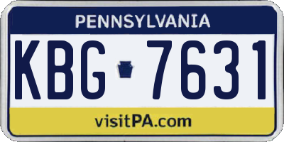 PA license plate KBG7631