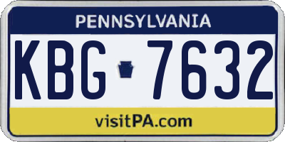 PA license plate KBG7632