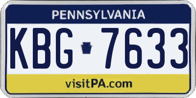 PA license plate KBG7633