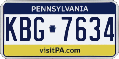 PA license plate KBG7634