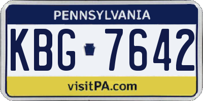 PA license plate KBG7642