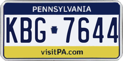 PA license plate KBG7644