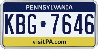 PA license plate KBG7646