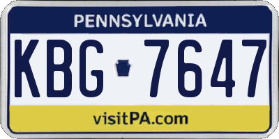 PA license plate KBG7647