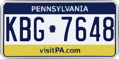 PA license plate KBG7648