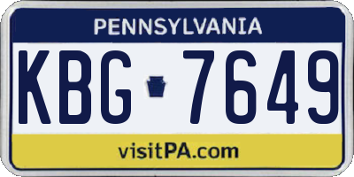 PA license plate KBG7649
