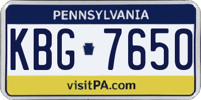 PA license plate KBG7650