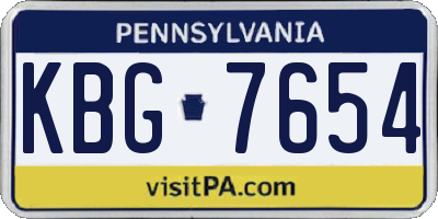 PA license plate KBG7654
