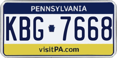 PA license plate KBG7668