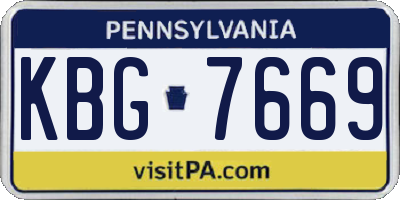 PA license plate KBG7669