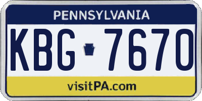 PA license plate KBG7670