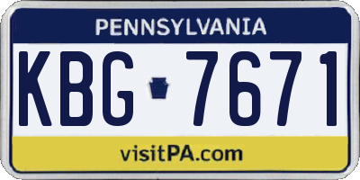 PA license plate KBG7671