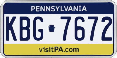 PA license plate KBG7672