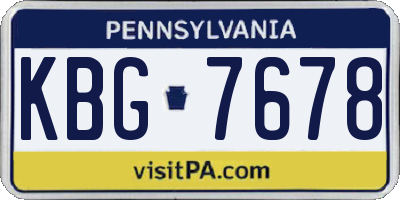 PA license plate KBG7678