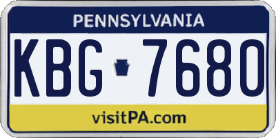 PA license plate KBG7680