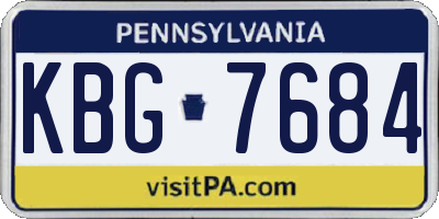 PA license plate KBG7684