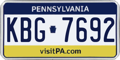 PA license plate KBG7692