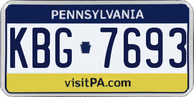 PA license plate KBG7693