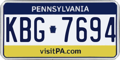 PA license plate KBG7694