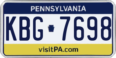 PA license plate KBG7698